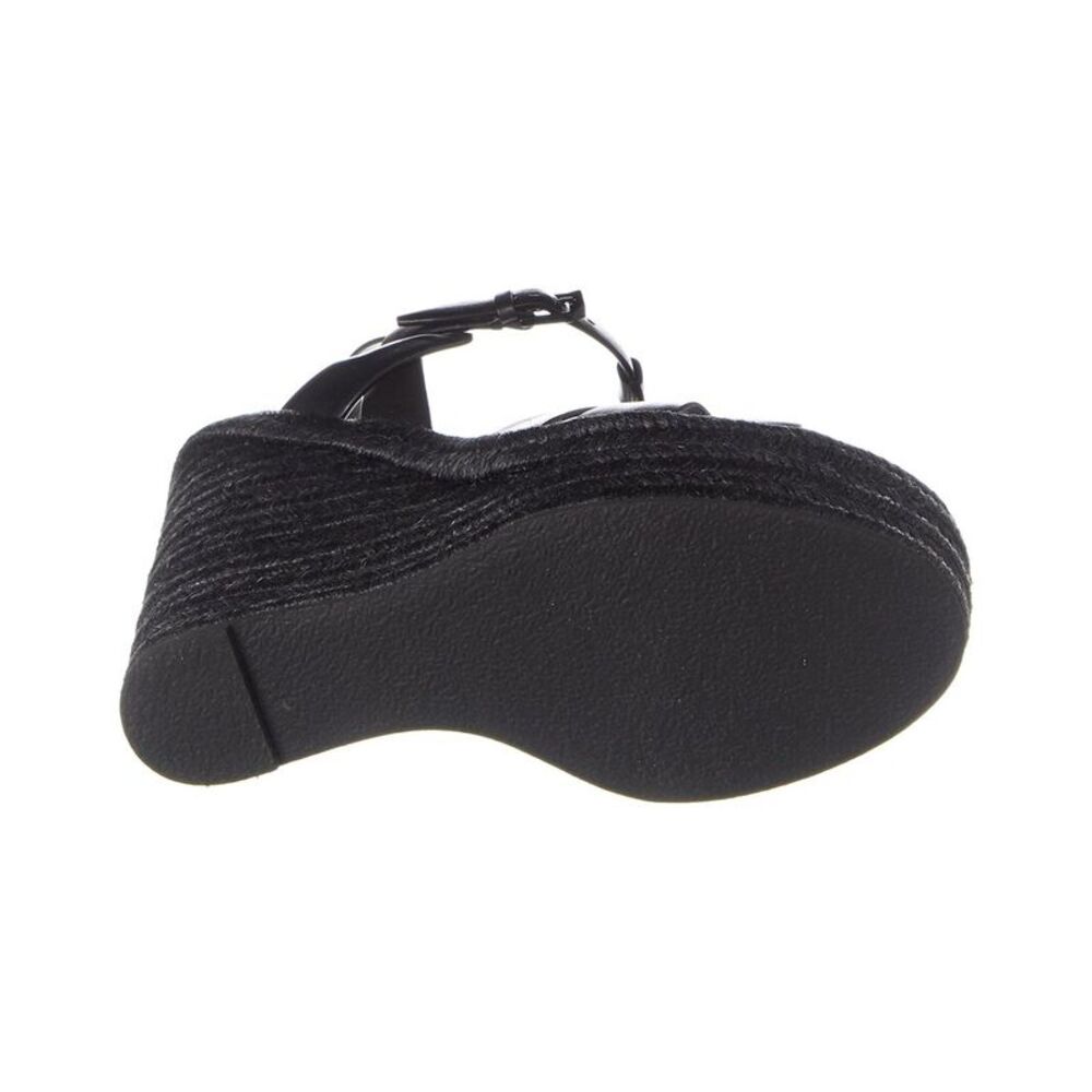 Saint Laurent Tribute 85 Leather Espadrille Wedge Sandal, Black - Picture 4 of 5